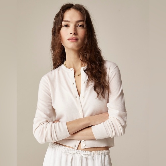 J. Crew Featherweight cashmere cardigan in Snow Ivory Size XXS - Picture 2 of 11